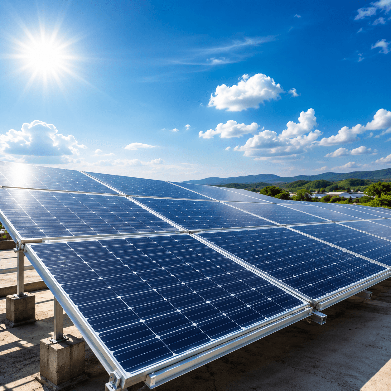Rooftop solar panels under a bright sun in Madurai